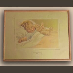Vintage Framed Art Print by Bessie Pease Gutmann entitled “Happy Dreams”